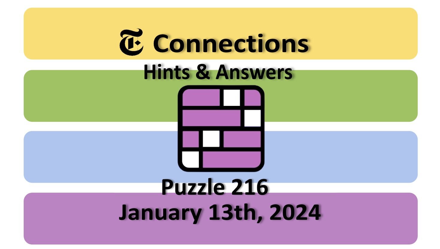 ‘NYT Connections’ Answers Today 216 January 13th, 2024 Hints and