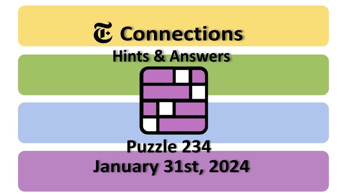 ‘NYT Connections’ Answers Today 234 January 31st, 2024 Hints and