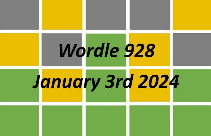 ‘Wordle’ Answer Today 928 January 3rd 2024 Hints and Solution (1/3/24