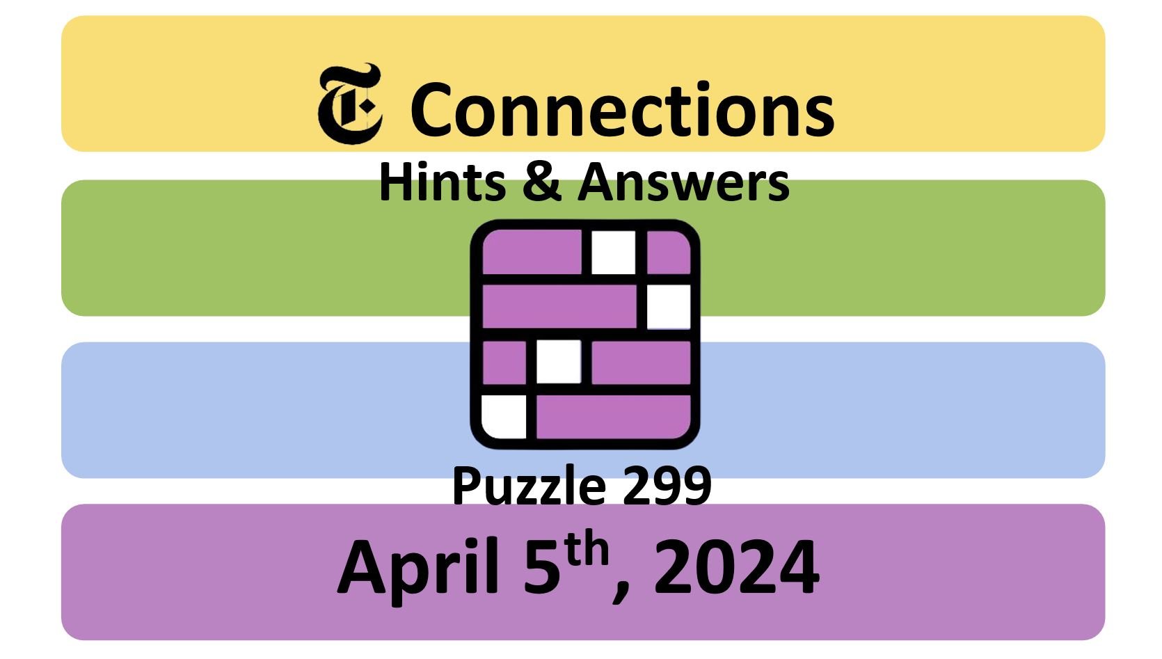 ‘NYT Connections’ Answers Today 299 April 5th, 2024 Hints and