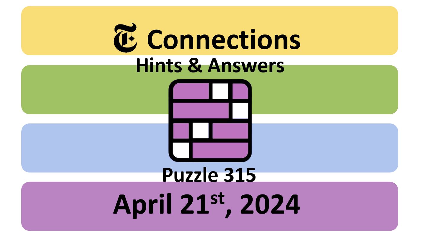 ‘NYT Connections’ Answers Today 315 April 21st, 2024 – Hints and Solutions (4/21/24)