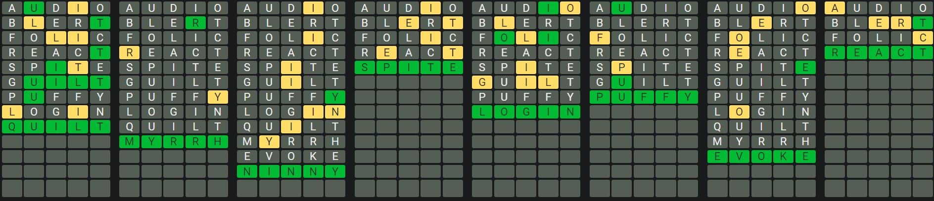 Daily Octordle Answer 904 - July 16th 2024