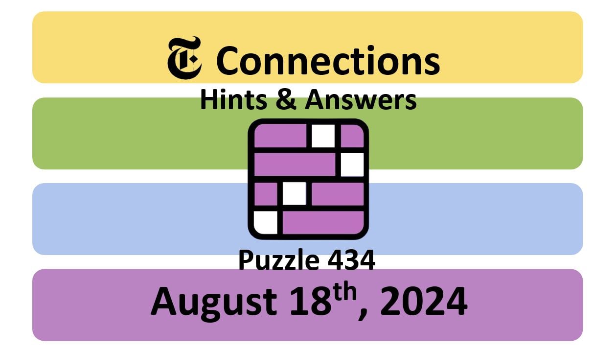 ‘NYT Connections’ Answers Today 434 August 18th, 2024 Hints and