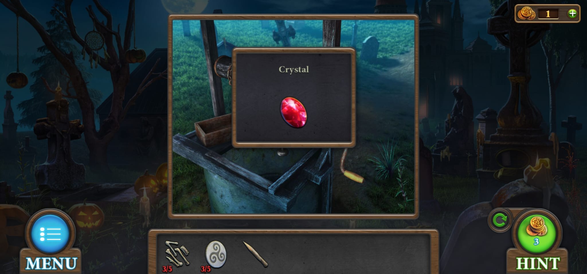 Red crystal to open the drawer