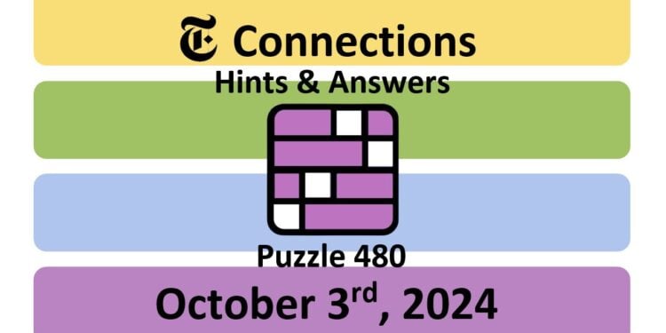 Daily NYT Connections 480 Answers - October 3rd 2024