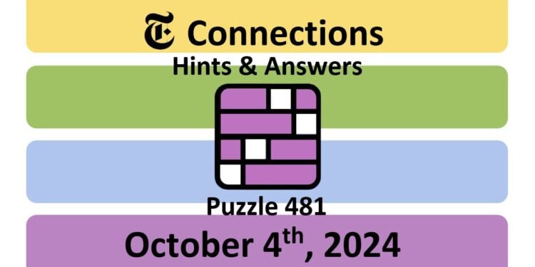 Daily NYT Connections 481 Answers - October 4th 2024