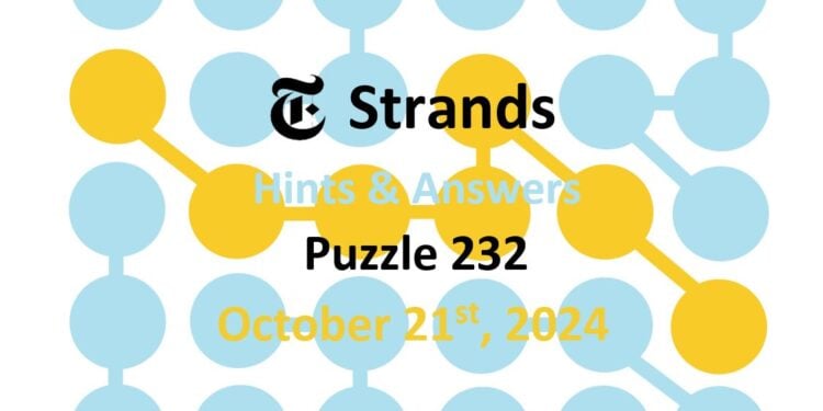 Daily Strands 232 Answers Today - 21st October 2024