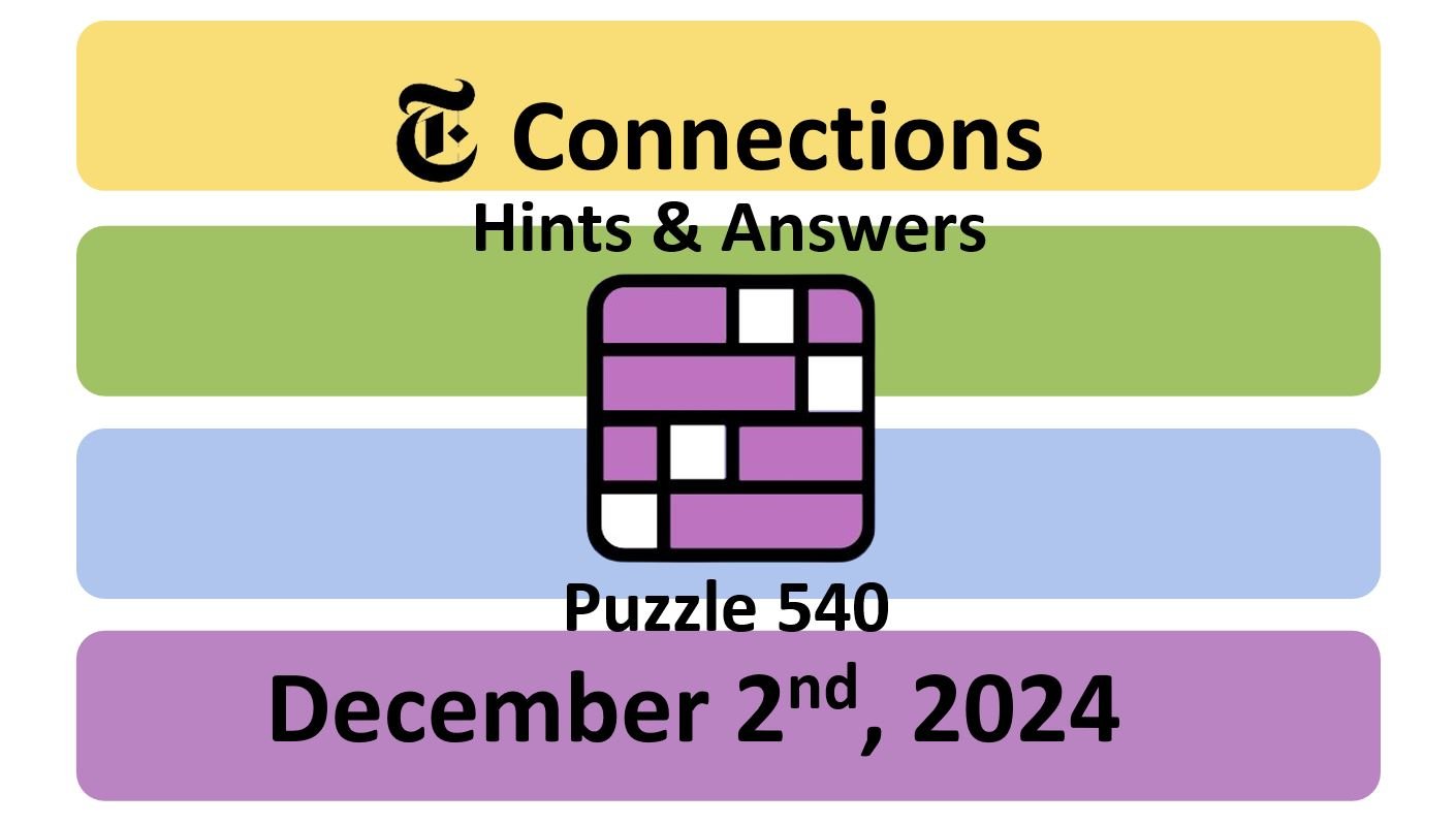 ‘NYT Connections’ Answers Today 540 December 2nd, 2024 Hints and