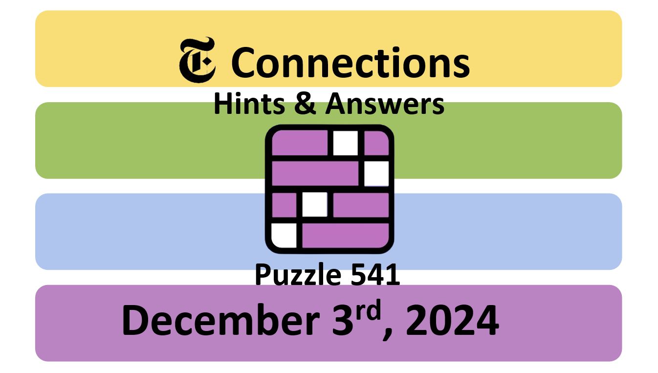 ‘NYT Connections’ Answers Today 541 December 3rd, 2024 Hints and