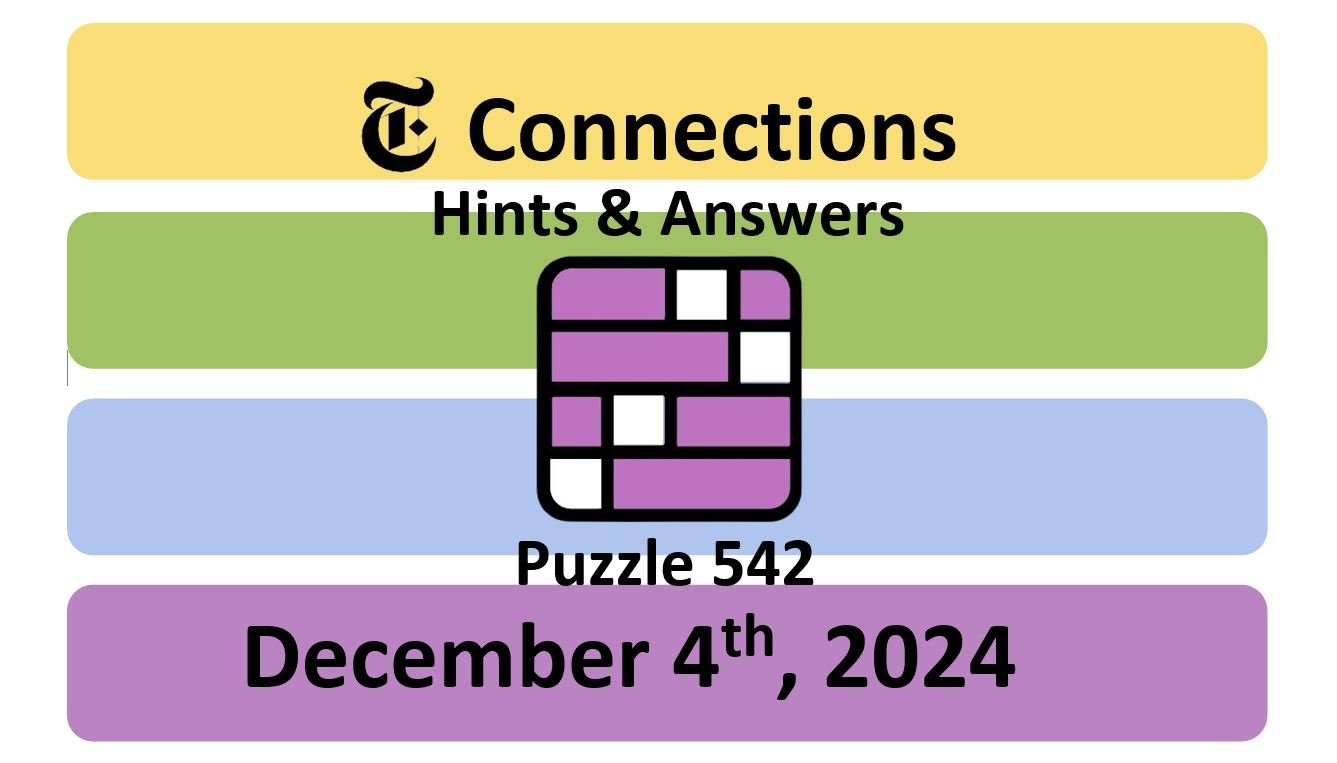 ‘NYT Connections’ Answers Today 542 December 4th, 2024 Hints and