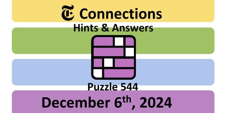 Daily NYT Connections 544 Answers - December 6th 2024