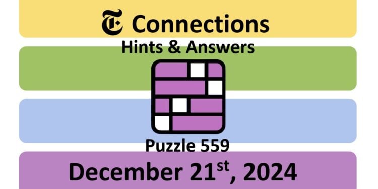 Daily NYT Connections 559 Answers - December 21st 2024