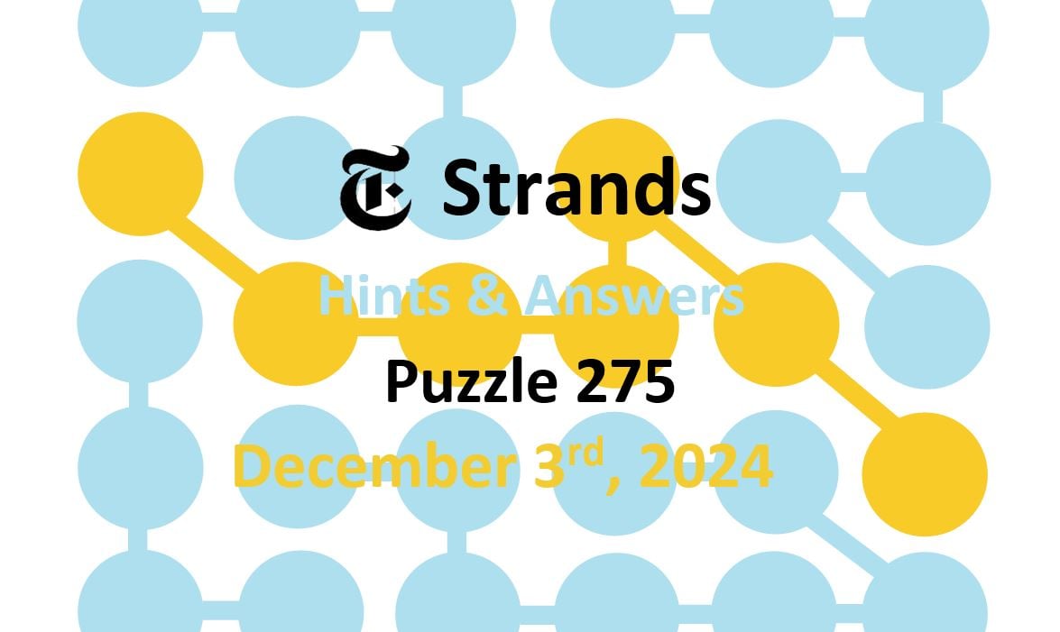 Today’s NYT ‘Strands’ 275 Hints, Spangram Answers December 3rd 2024