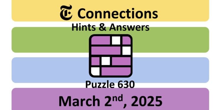 Daily NYT Connections 630 Answers - March 2nd 2025