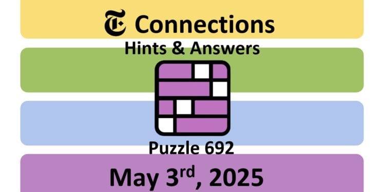 Daily NYT Connections 692 Answers - 3rd May 2025