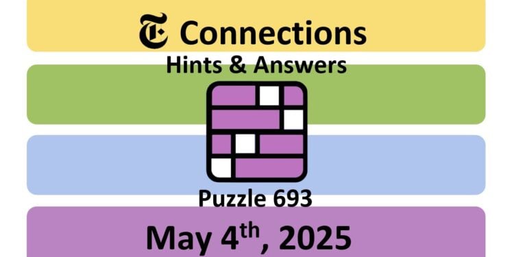 Daily NYT Connections 693 Answers - 4th May 2025
