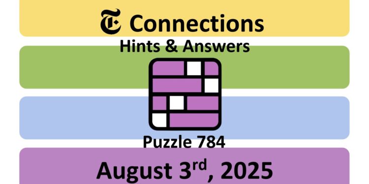 Daily NYT Connections 784 Answers - 3rd August 2025