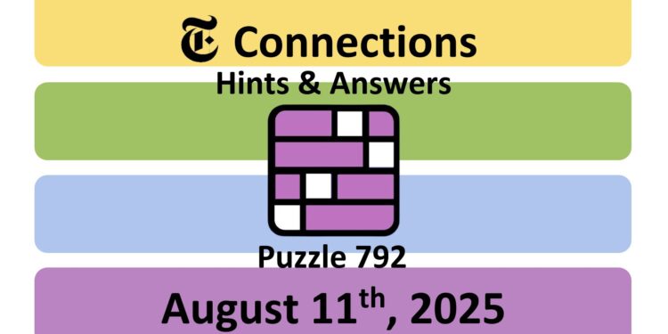 Daily NYT Connections 792 Answers - 11th August 2025
