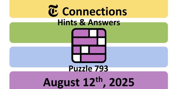 Daily NYT Connections 793 Answers - 12th August 2025