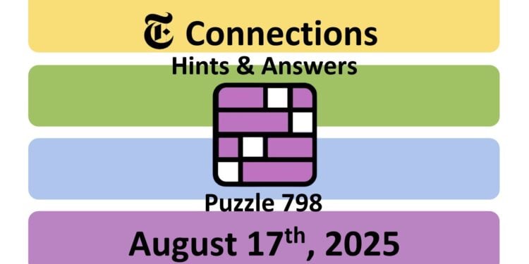 Daily NYT Connections 798 Answers - 17th August 2025
