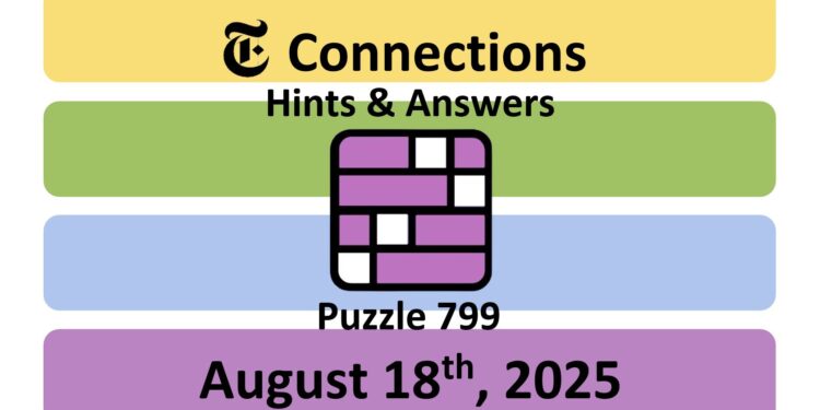 Daily NYT Connections 799 Answers - 18th August 2025