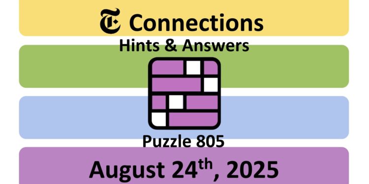 Daily NYT Connections 805 Answers - 24th August 2025