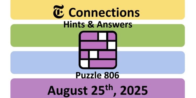 Daily NYT Connections 806 Answers - 25th August 2025