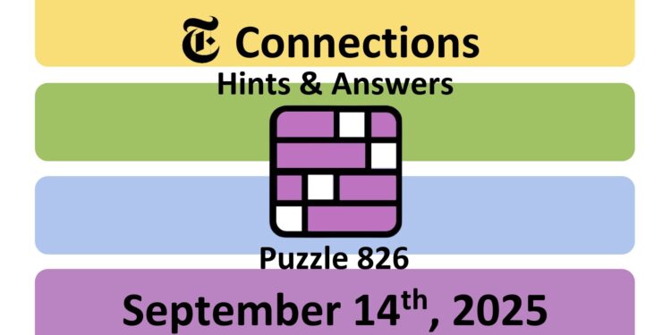 Daily NYT Connections 826 Answers - 14th September 2025