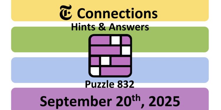 Daily NYT Connections 832 Answers - 20th September 2025