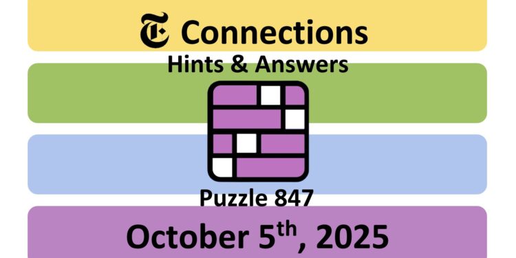 Daily NYT Connections 847 Answers - 5th October 2025