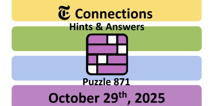 Daily NYT Connections 871 Answers - 29th October 2025