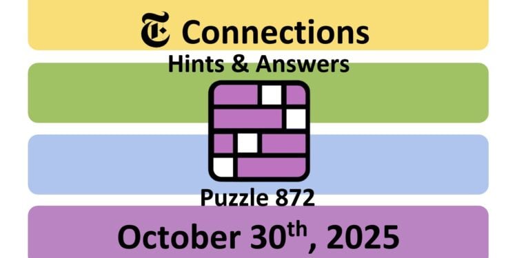 Daily NYT Connections 872 Answers - 30th October 2025