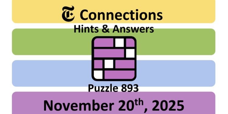 Daily NYT Connections 893 Answers - 20th November 2025