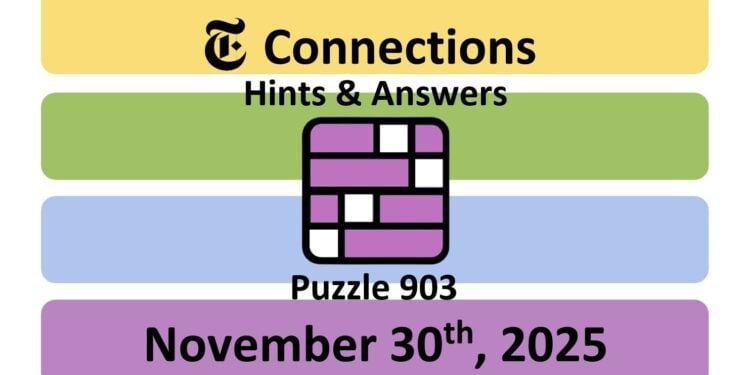 Daily NYT Connections 903 Answers - 30th November 2025