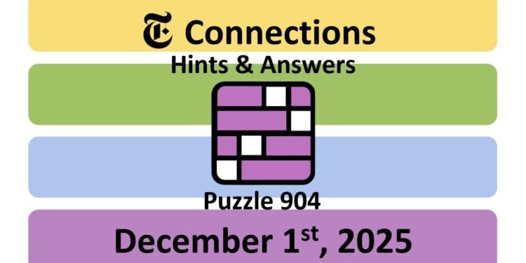 Daily NYT Connections 904 Answers - 1st December 2025