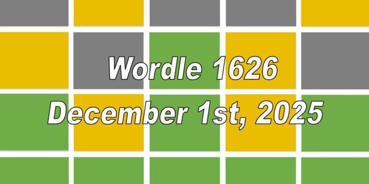 Daily Wordle 1626 - 1st December 2025