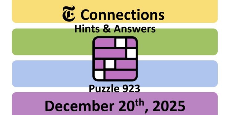 Daily NYT Connections 923 Answers - 20th December 2025