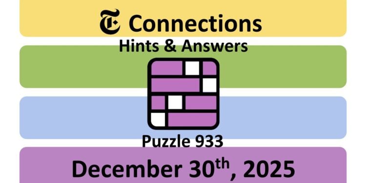 Daily NYT Connections 933 Answers - 30th December 2025