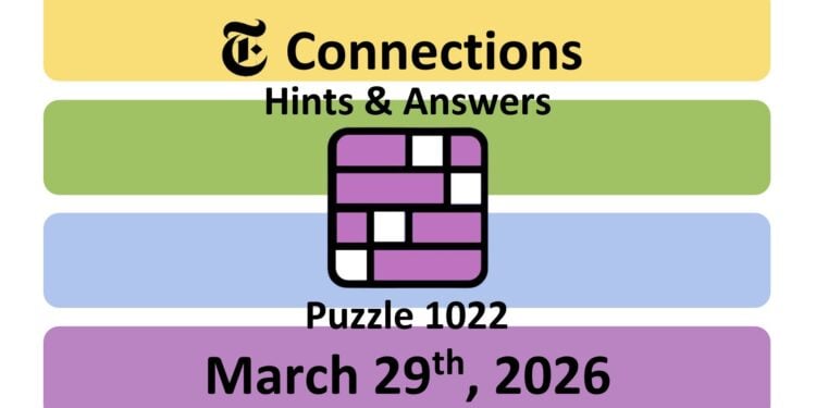 Daily NYT Connections 1022 Answers - 29th March 2026