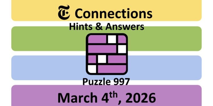 Daily NYT Connections 997 Answers - 4th March 2026