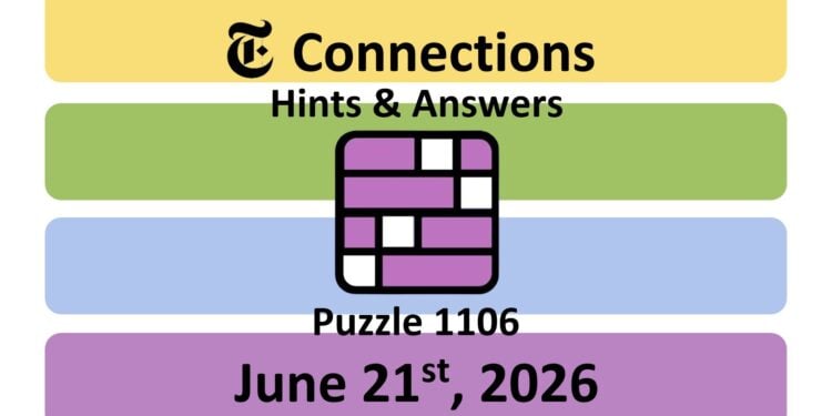 Daily NYT Connections 1106 Answers - 21st June 2026