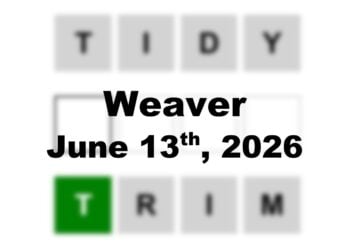 ‘Wordle’ Answer Today 1820 June 13th 2026 – Hints and Solution (6/13/26)