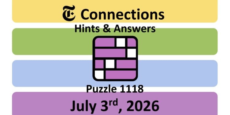 Daily NYT Connections 1118 Answers - 3rd July 2026