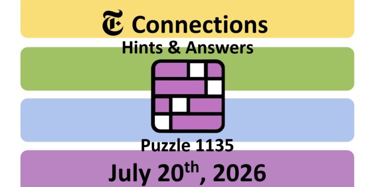 Daily NYT Connections 1135 Answers - 20th July 2026