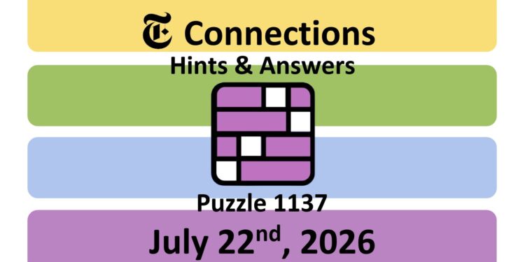 Daily NYT Connections 1137 Answers - 22nd July 2026