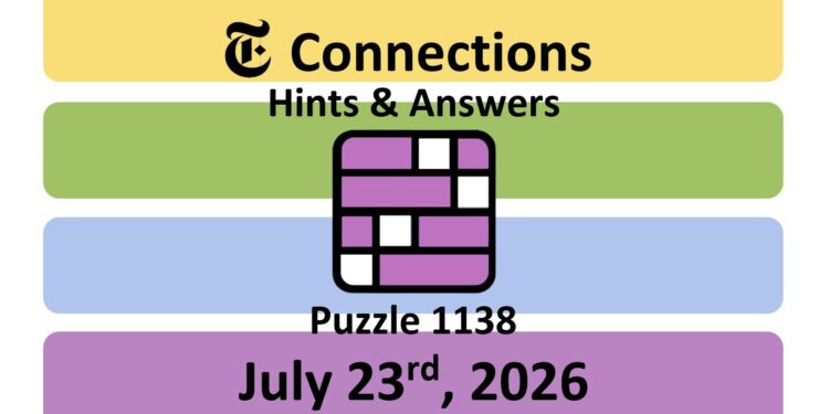 Daily NYT Connections 1138 Answers - 23rd July 2026