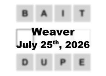 ‘Wordle’ Answer Today 1862 July 25th 2026 – Hints and Solution (7/25/26)