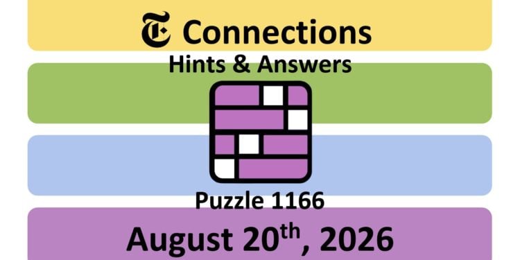 Daily NYT Connections 1166 Answers - 20th August 2026